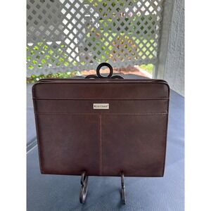 Day-Timer Brown Faux Leather Zippered Portfolio Padfolio Organizer Business Case